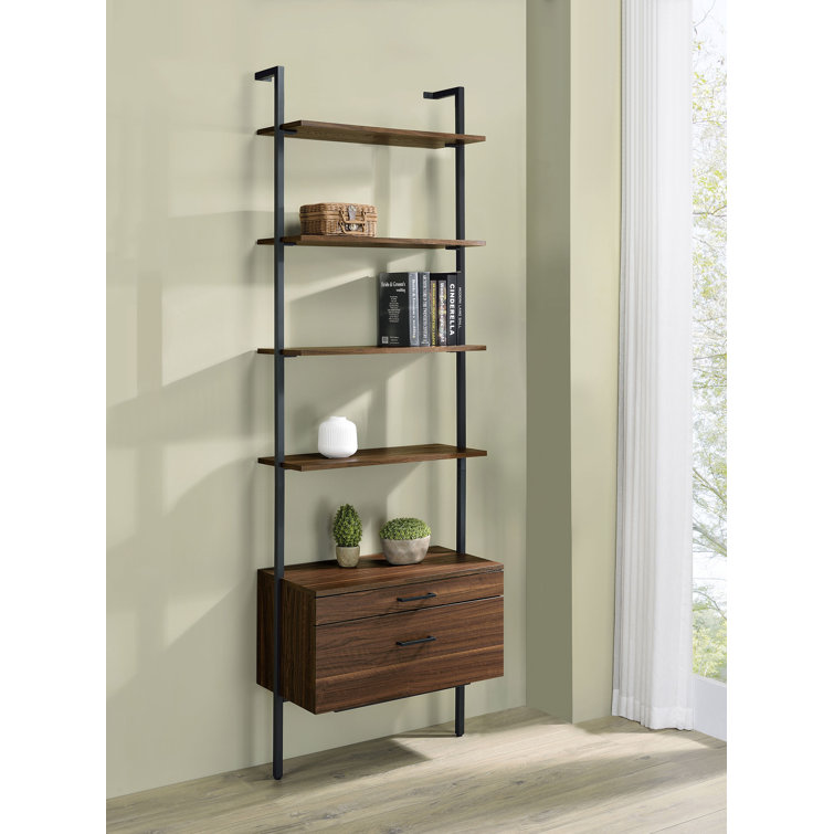 Itxel 31 Inch 4 Shelf Storage Wall Bookshelf Walnut